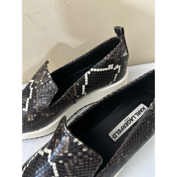Karl Lagerfeld Loafers Brea Leather Snakeskin Print Platform Womens Sz 7.5 - Picture 5 of 8